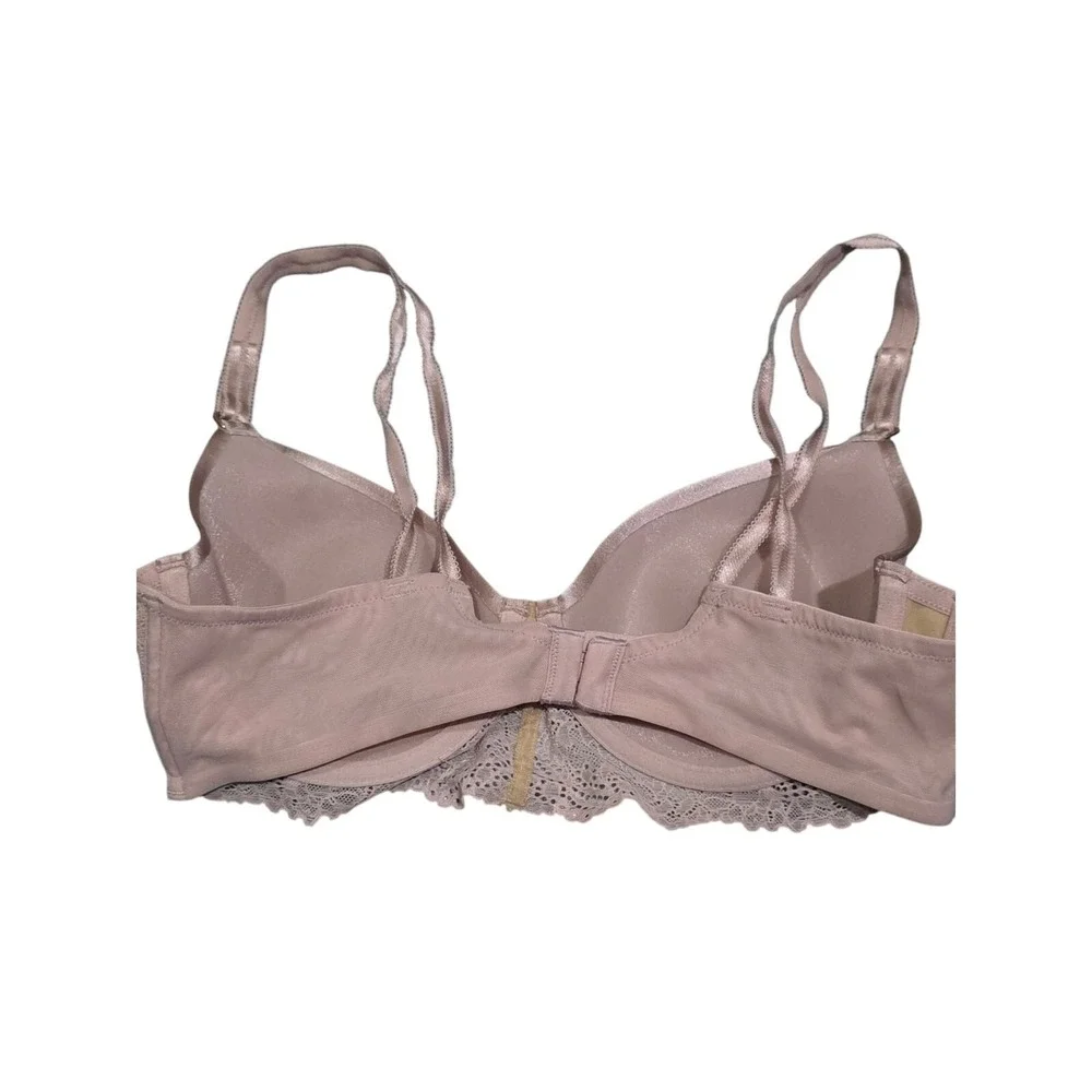 Sofia Vergara Bra 36D‎ Womens Pink Lace Trim Underwired Lined Adjustable Straps